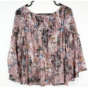 Women's Blouse Boho Stevie Nicks 70s Hippie Lace Bell Sleeves Akemi + Kin, Med